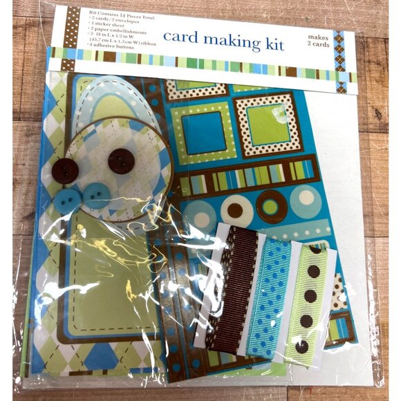 Card Making Kit With 14 Pieces Includes 2 Cards & Envelopes Sticker Sheet Paper - Picture 1 of 4